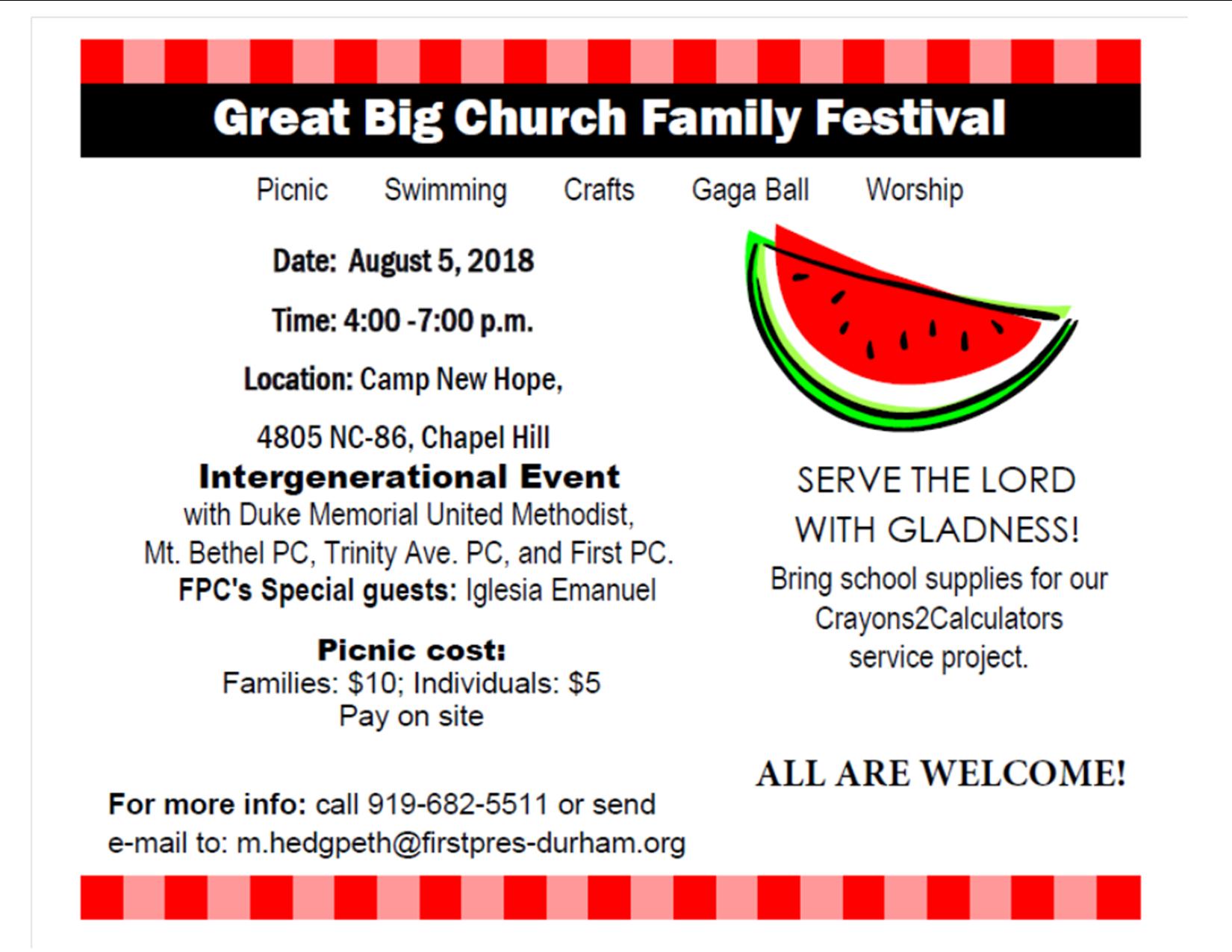 Great Big Church Family Festival “Reunion”